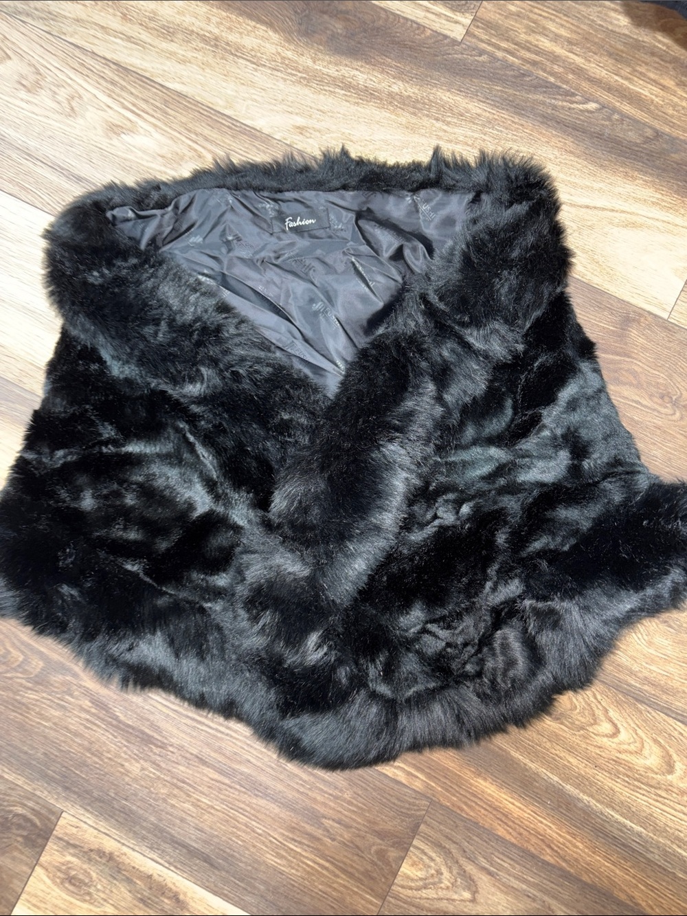Black Faux Fur Shrug